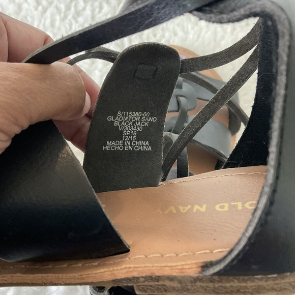 Old Navy Black Faux Leather Anke Lace Up Sandal Slides Women Size 9 Gladiator - Picture 5 of 5